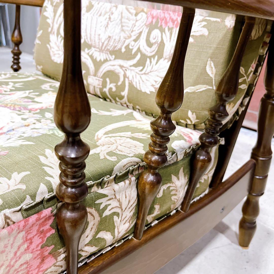 【稀少】karimokuカリモク アームチェア コロニアル フリージアグリーン①