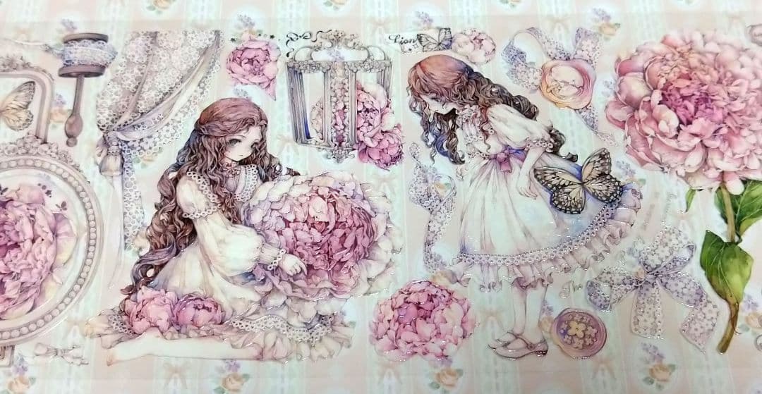 ✩再販✩J685＃芍药季(水晶)LION切り売り海外人物マステ女の子