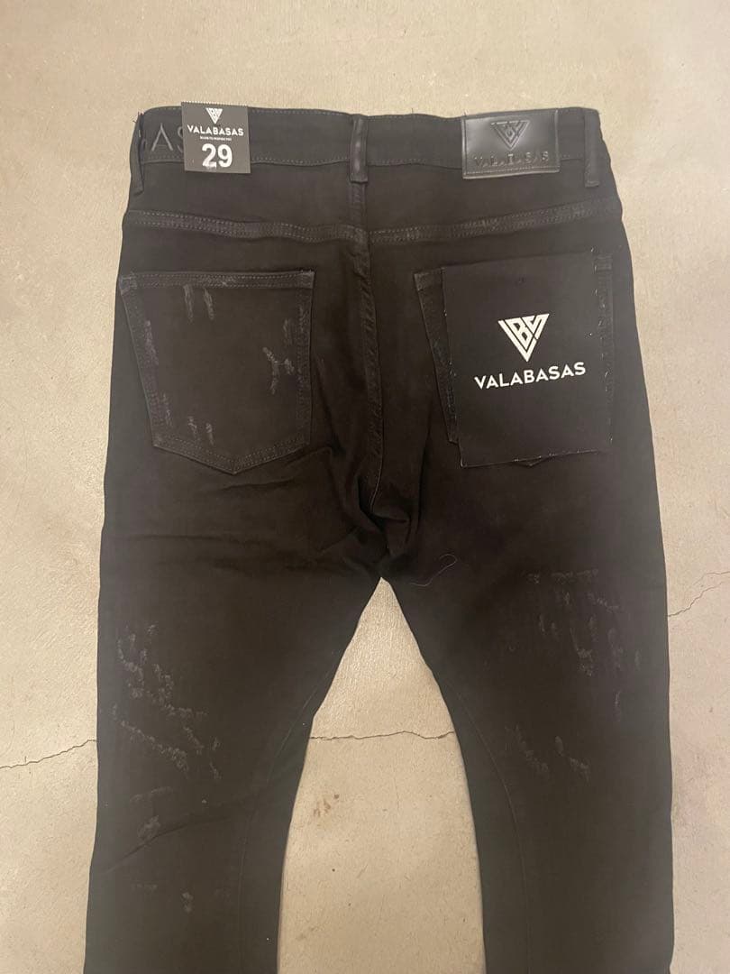 VALABASAS バラバサス フレアスキニーデニムダメージ ブラック 29