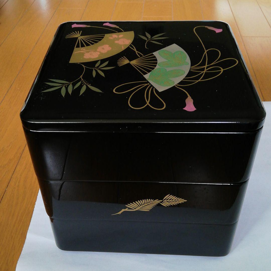 【新品未使用】越前塗　前面蒔絵付　御重箱