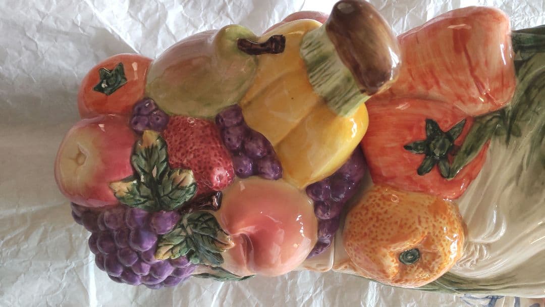 フルーツ キャニスター 陶器 3連 アンティーク レトロ イタリア 保存容器