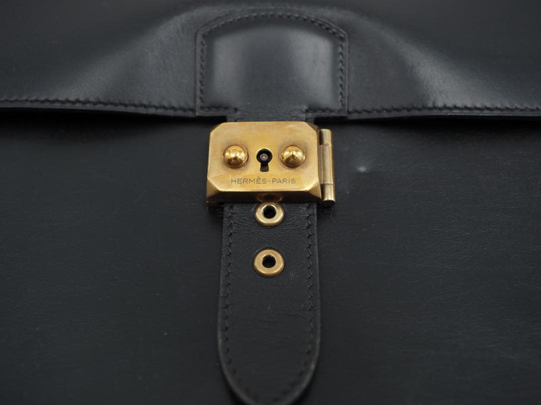 セール HERMES エルメス サックアデペッシュ38 カーフスキン ブラック