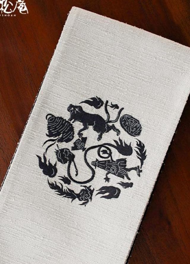 帯2　撫松庵　妖怪円陣刺繍　半幅帯　ライトグレー　新品タグ付き　３５０００円