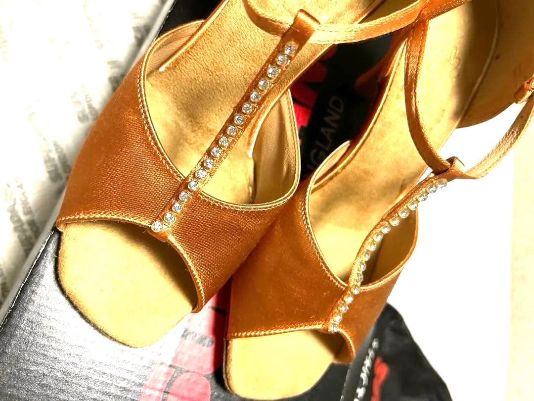 新品！スーパーダンス23センチ　社交ダンスラテン用オレンジブラウンオープントゥ