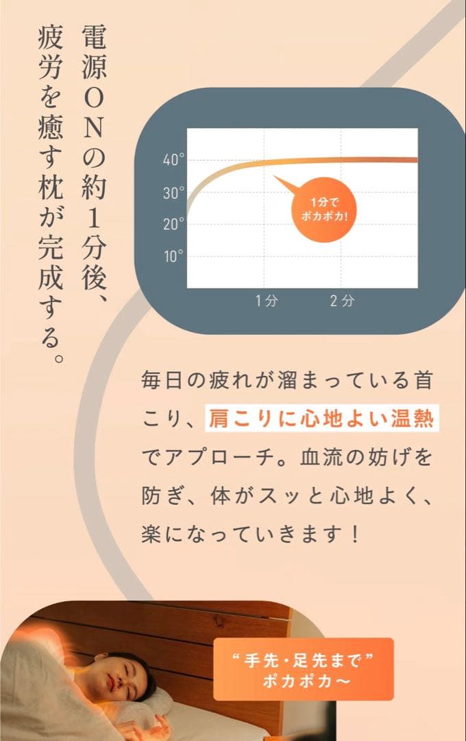 CALQSカルタス加熱機能付きグレー首と肩がホッとする枕PLUSグレー特許