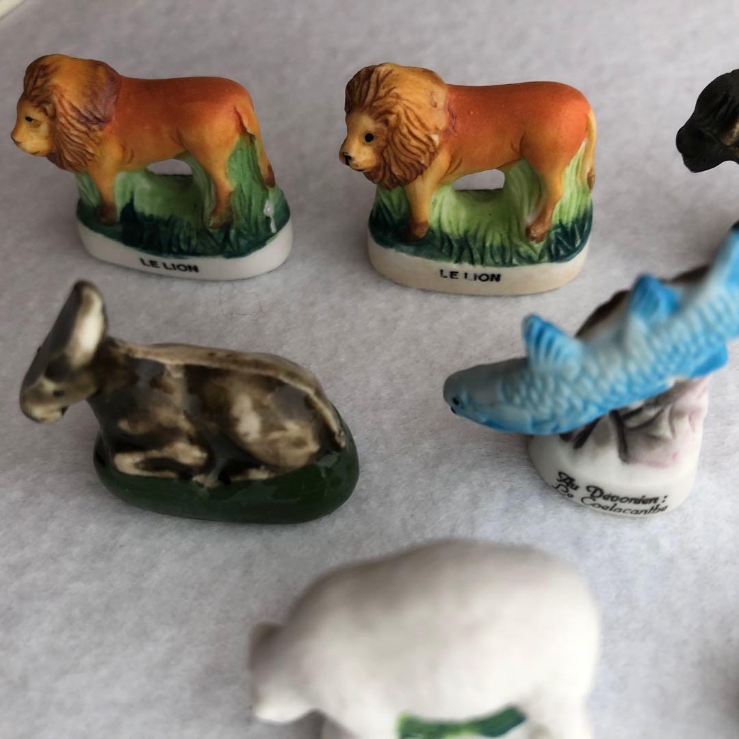 フランスアンティーク　フェーブ　動物、魚柄　7個セット