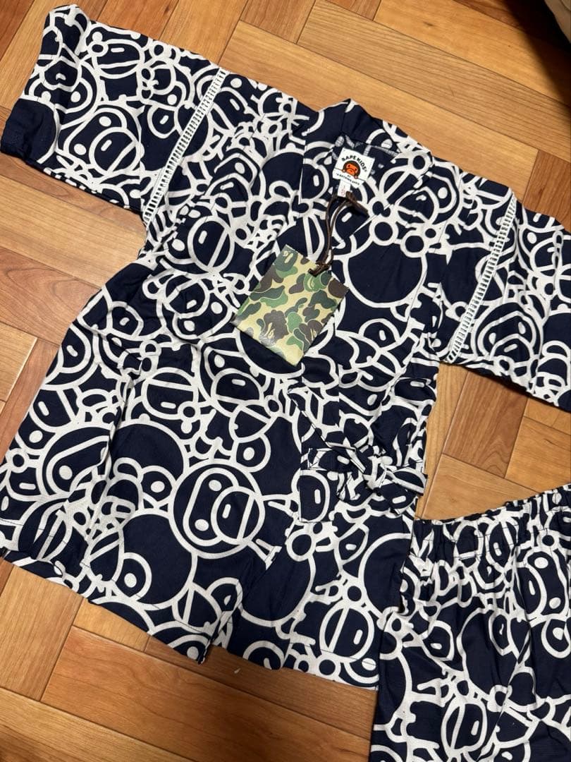 エイプ　甚平 100cm 女の子　スカート レア ネイビー 新品　タグ付き