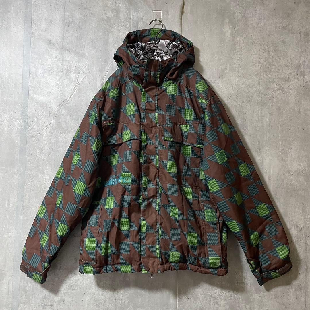 Burtonバートンスキーウェアスノーボードジャケットパーカーフードチェック総柄