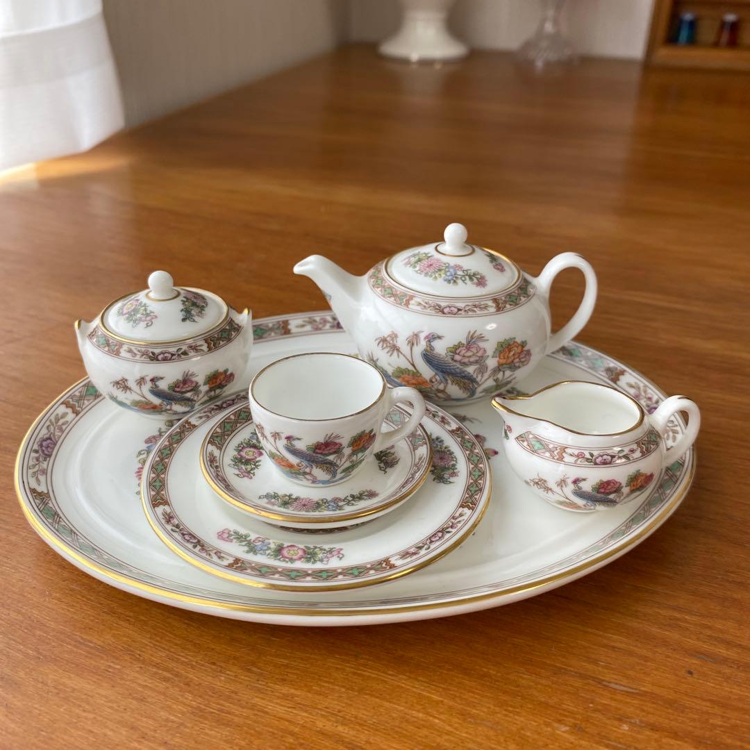 ウェッジウッド クタニクレーン　ミニチュア　ティーセット　孔雀　シノワズリ