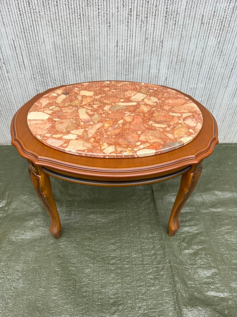 【サイドテーブル】木製　花台　飾り台　大理石　オケージョナルテーブル