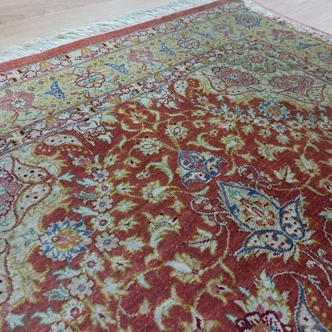 Y3295 高級ペルシャ絨毯 クム産 シルク100% 手織り110万ノット