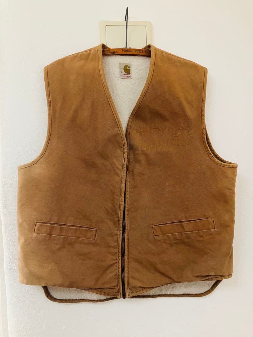 70's carhartt 初期ダッグベストSCOVILLジップ　裏ボアライナー