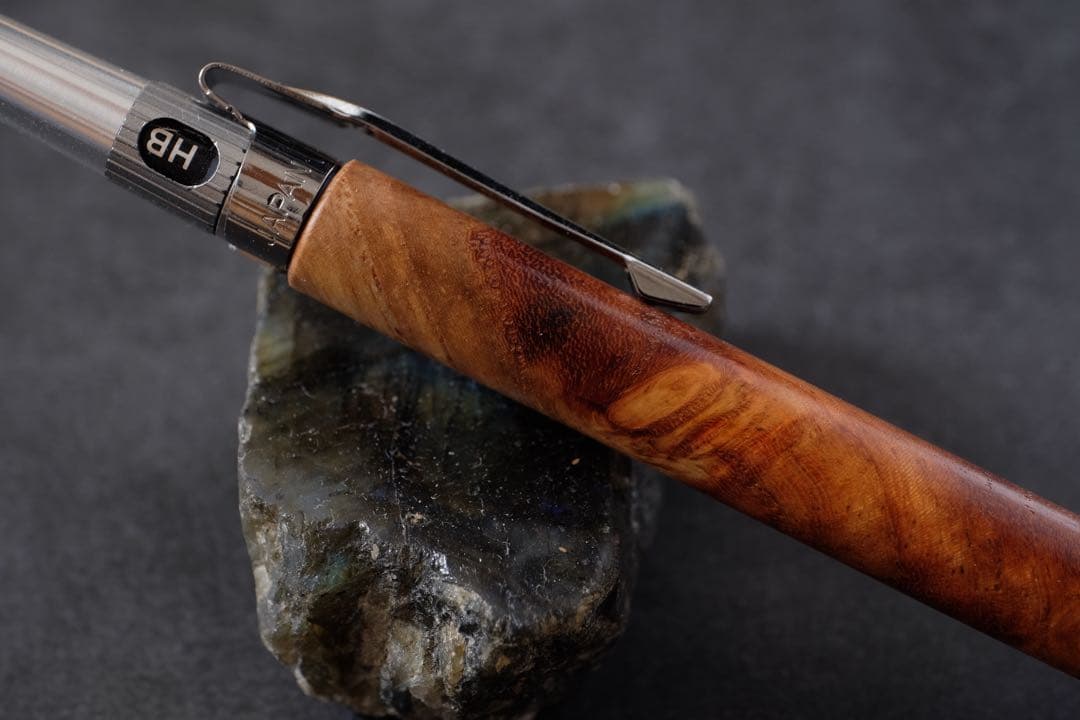 PG5木軸カスタム0222　高村杢工房 製図用シャープペンシル　花梨瘤紅白