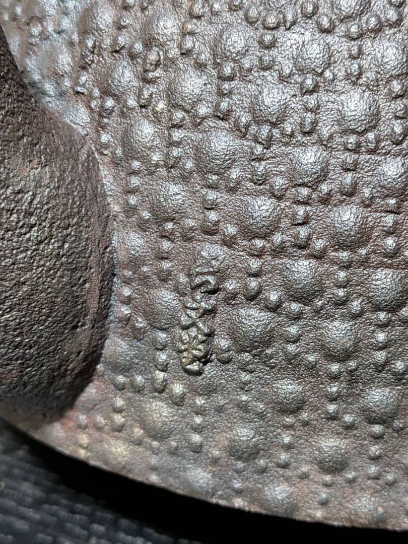 長文堂造 大振鉄瓶 霰紋 約1.8L 鉄蓋 メンテナンス済　鉄器