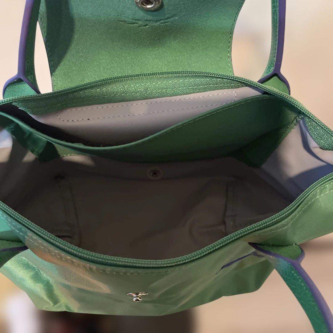 Longchamp ルプリアージュ クラブ トップハンドルS グリーン×ブルー