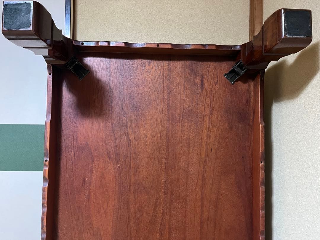 【美品】高級座卓 和机 120cm 天然木 彫刻脚 欅（けやき）調