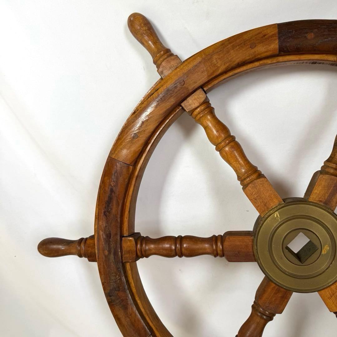 舵輪　木製　真鍮　直径74㎝