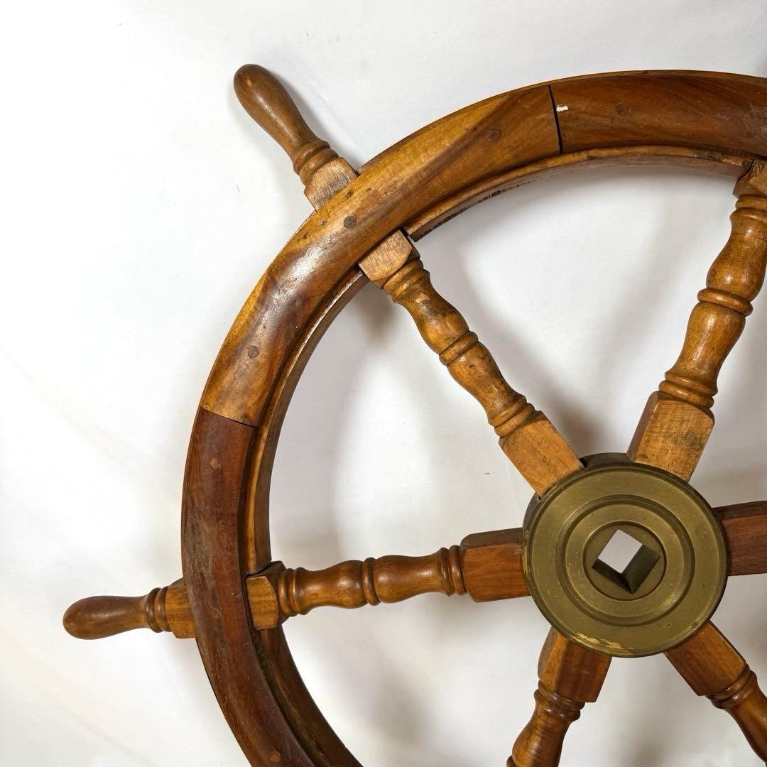 舵輪　木製　真鍮　直径74㎝