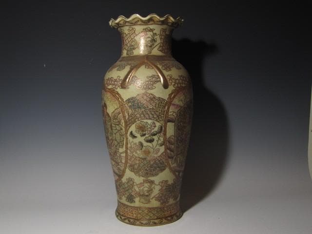 【期間限定値下】古薩摩 金襴七福神文大花瓶 全高51ｃｍ o462