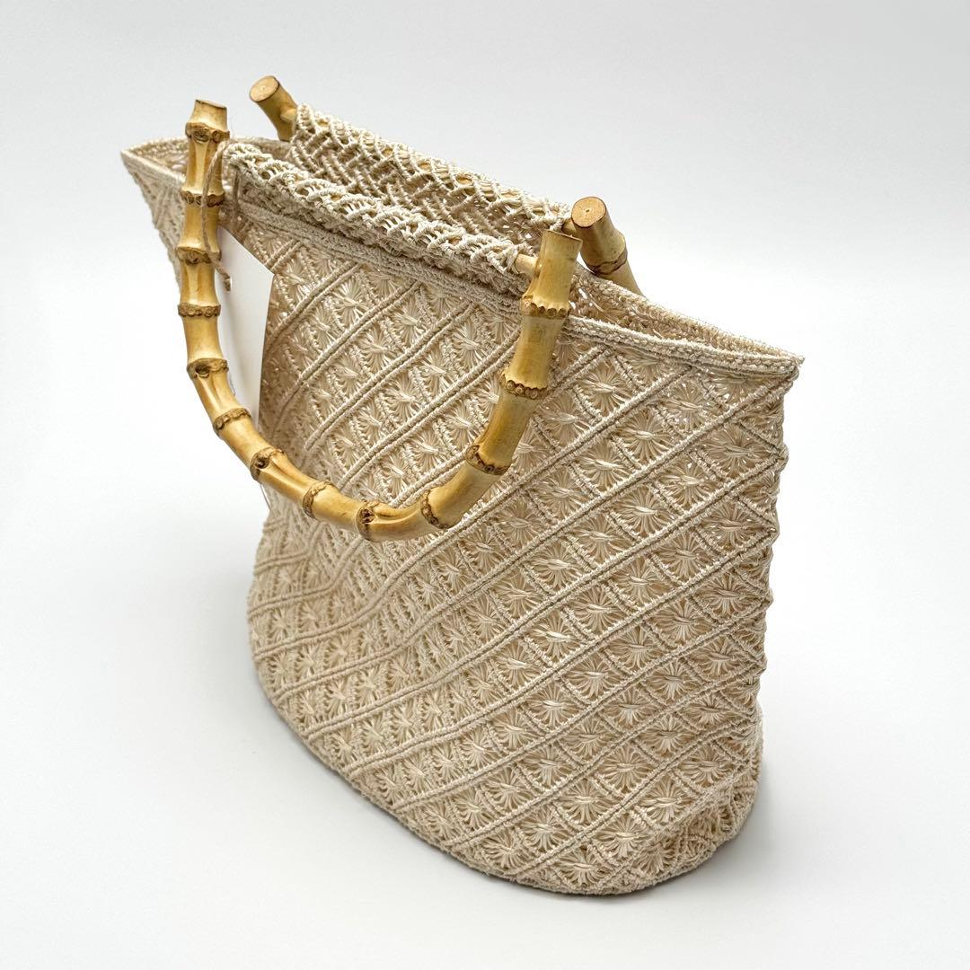 アバカ　バンブーバッグ　M+abaca 花繋ぎ　夏単衣　6600