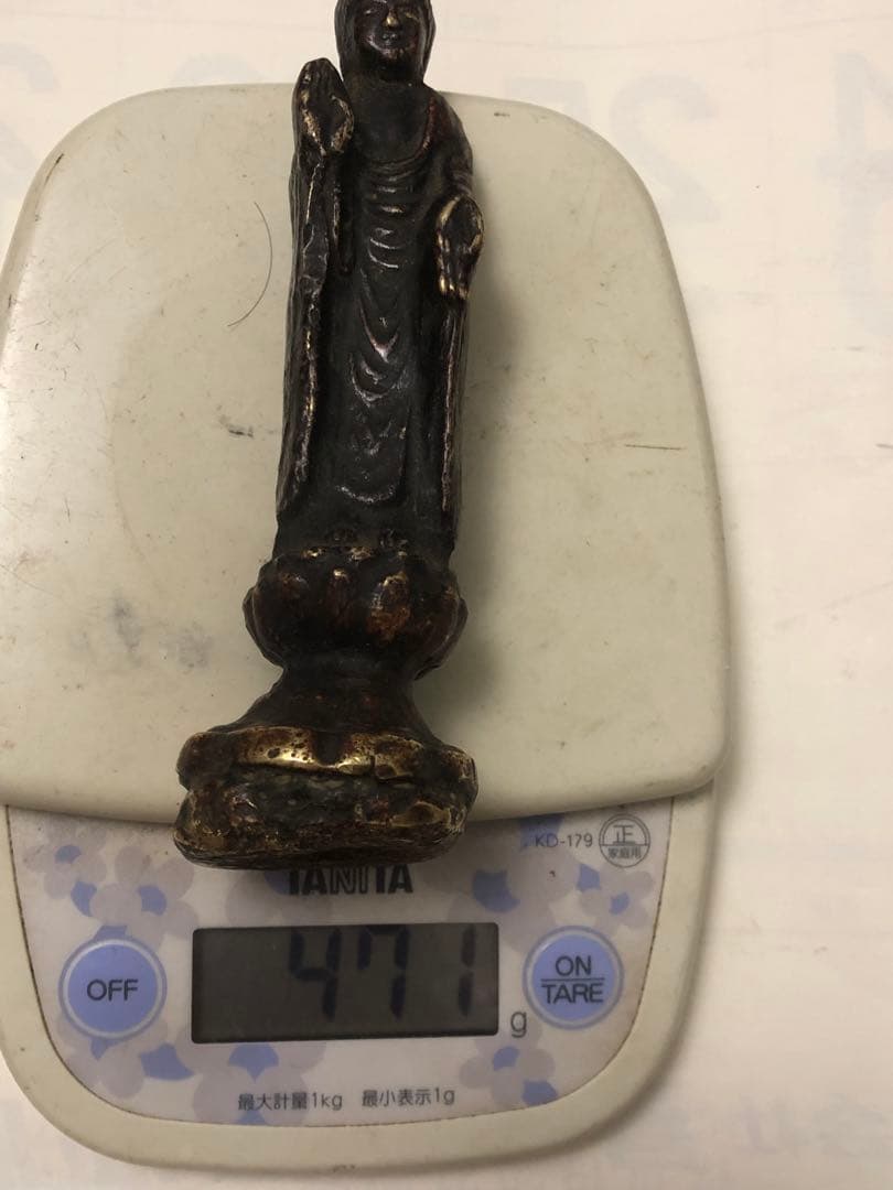 古董，阿弥陀如来像，中国清時代，古铜製，旧家藏出。