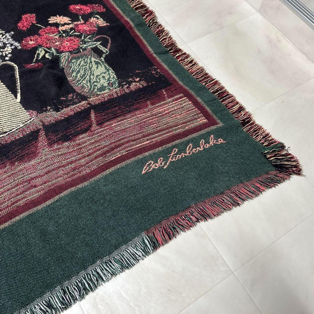 花　花瓶　マルチカバー　ソファーカバー　ヴィンテージラグ　120x165