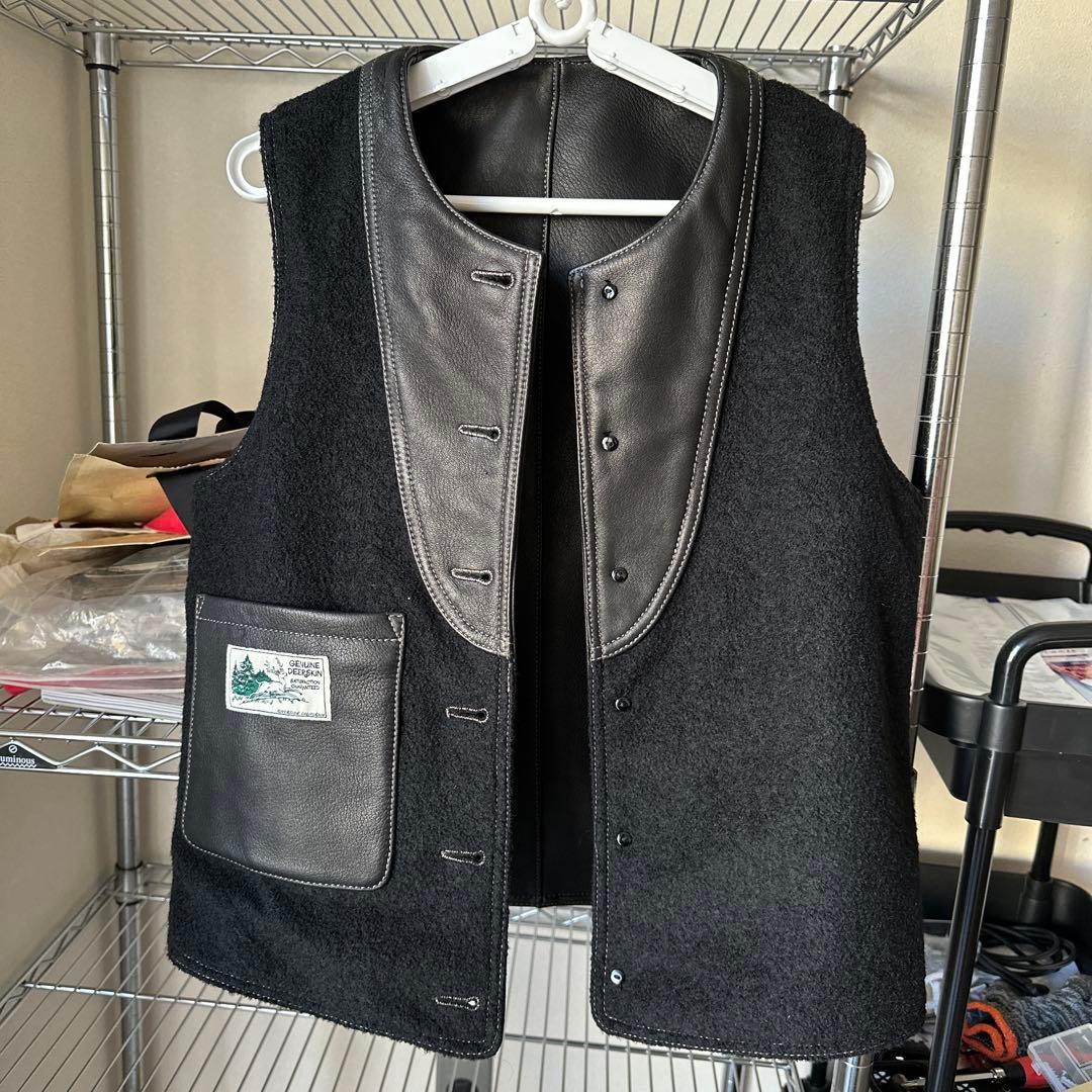 鹿革ベスト M ニュージーランド産ディアスキン WWⅠミリタリー ムートン裏地