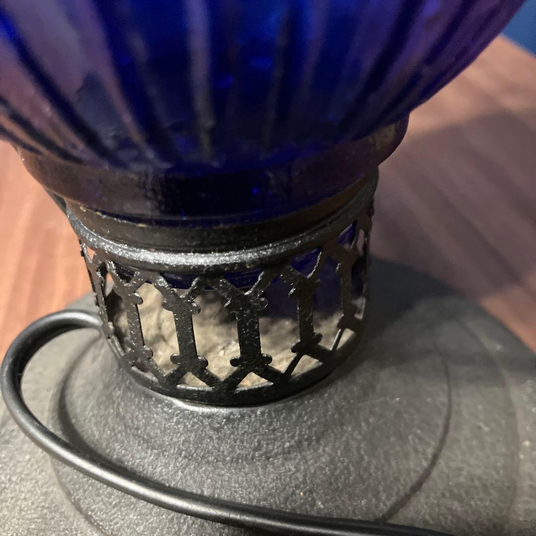 ヴィンテージ　コバルトブルーガラスランプ　アンティークランプ　青色ライト