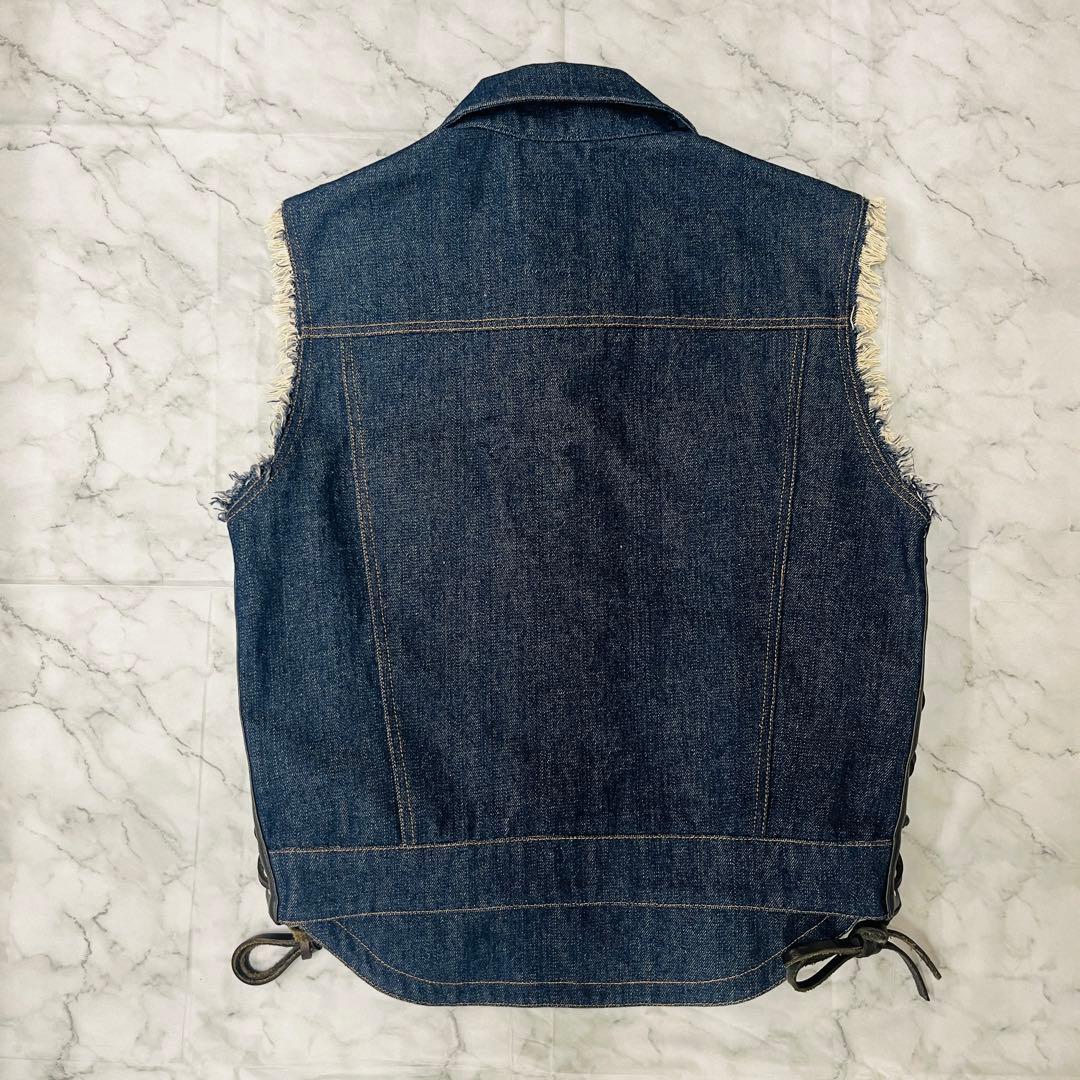 【未使用】KADOYA カドヤ デニムベスト Gベスト レザー Mサイズ 極美品