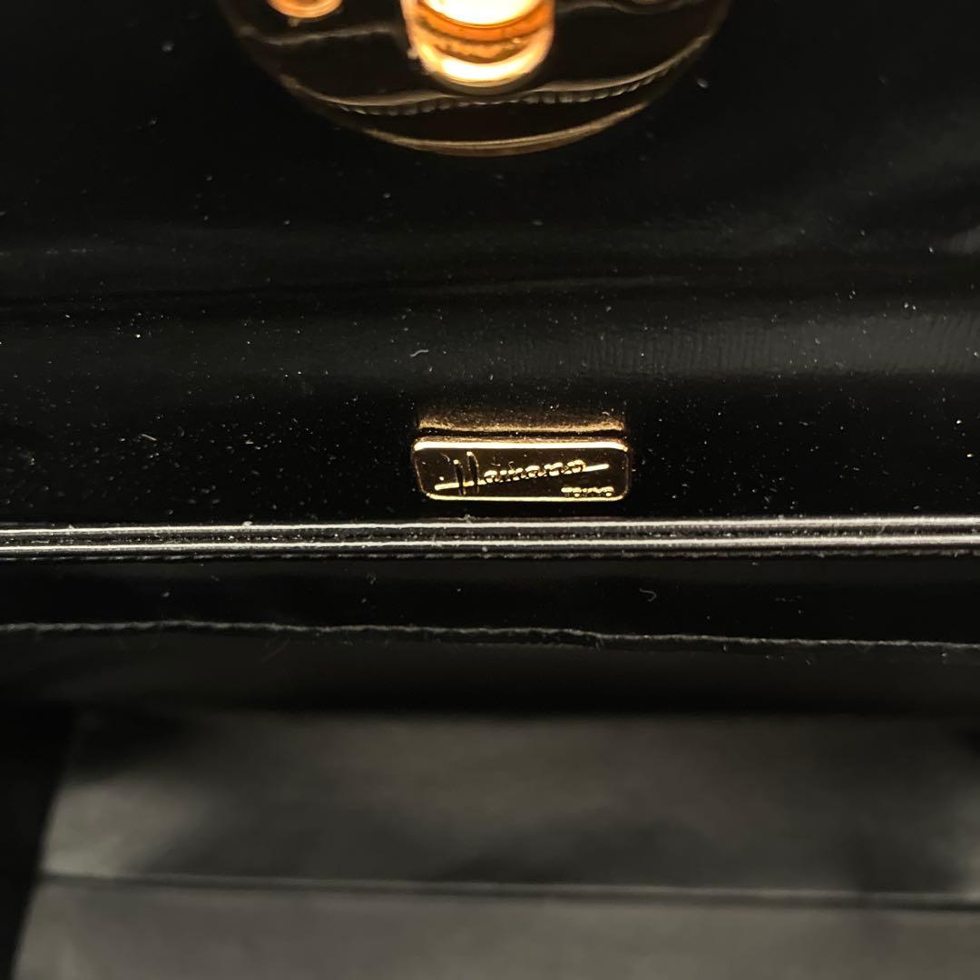 【美品】濱野皮革工藝 hamano 冠婚葬祭　フォーマルバッグ 黒　レザー