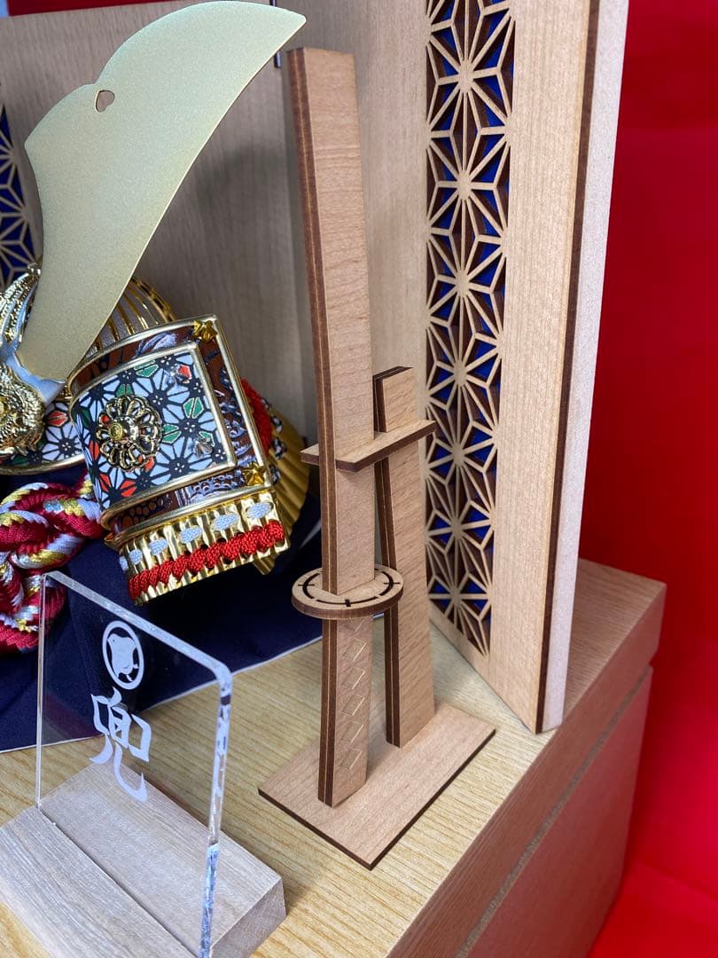 五月人形　兜飾り白木収納セット・コンパクトサイズ