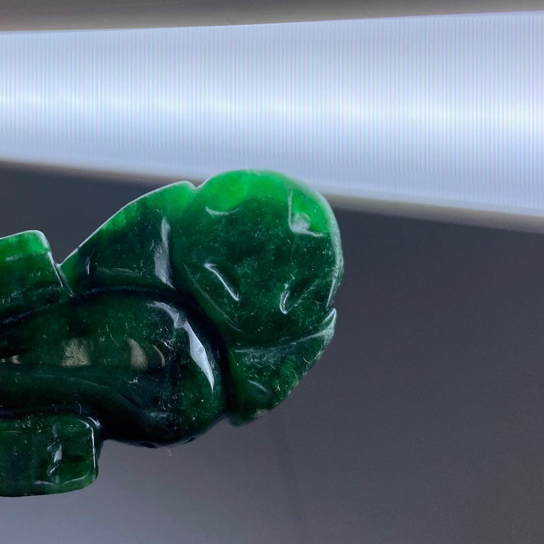 本翡翠　獅子筆架一対　49g 東Y7-0212ア㉜タトチ