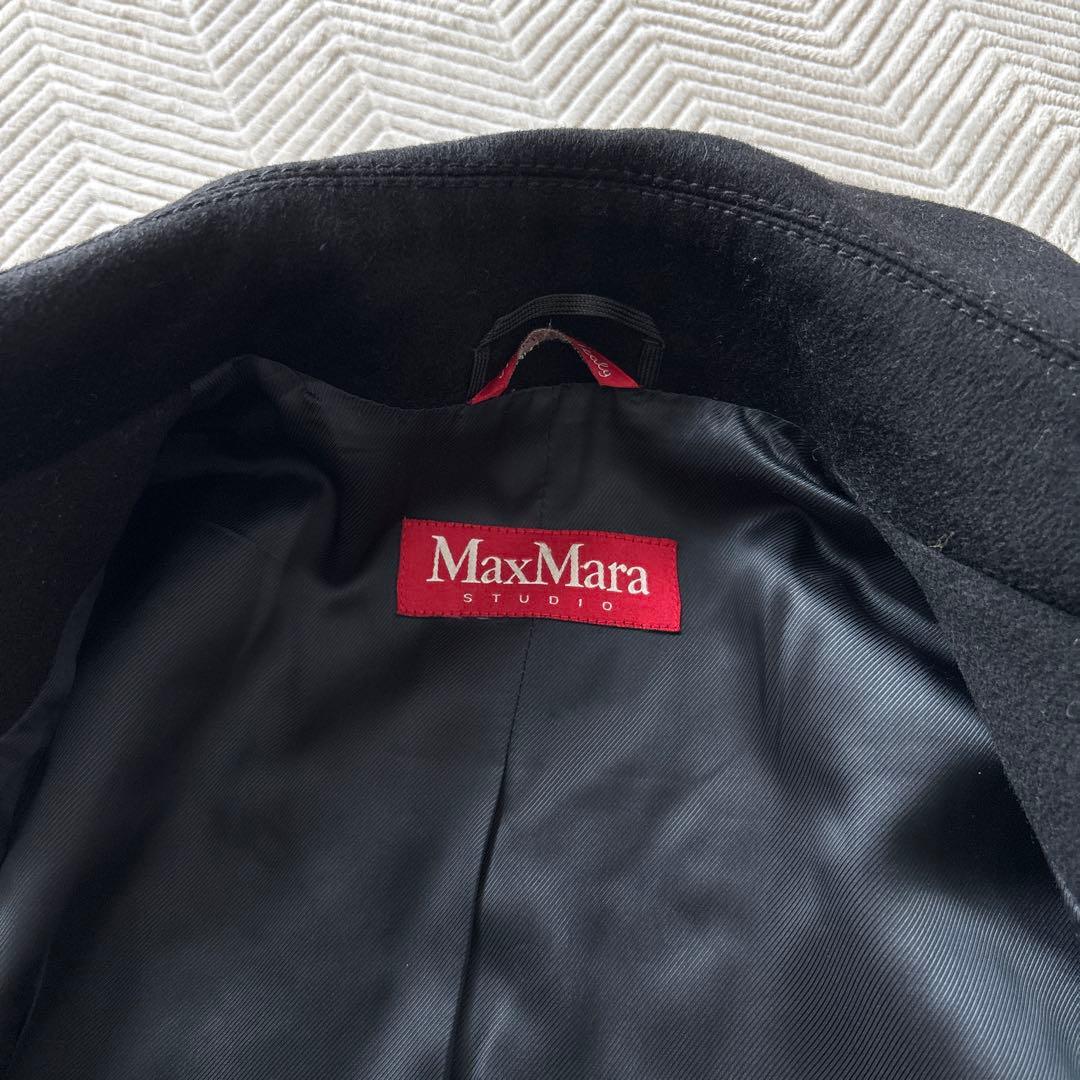 ぽぽ美品　MaxMara ブラック ピーコートM イタリア製