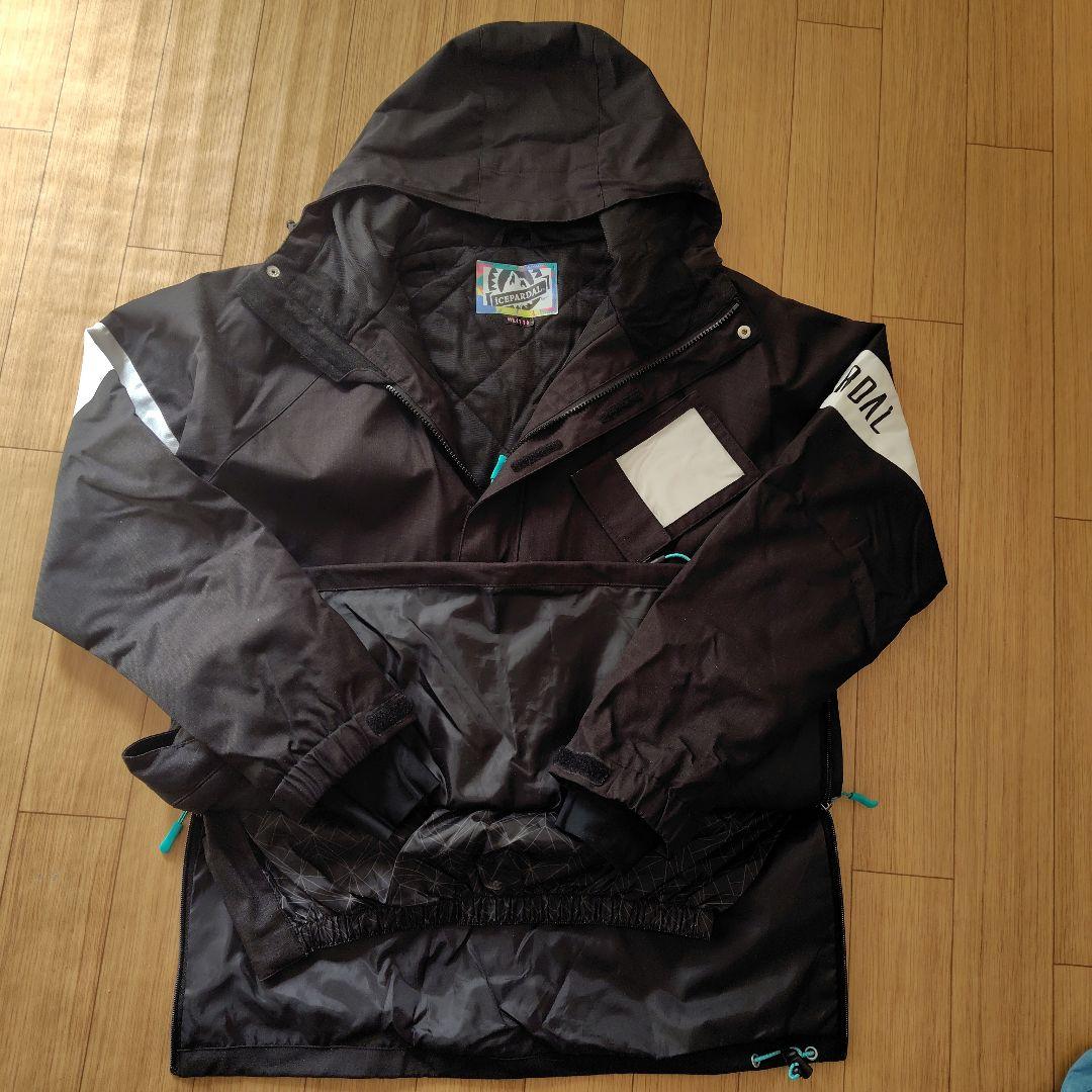 ICEPARDAL スキーウェア　上下セット 黒 水色 手袋付き