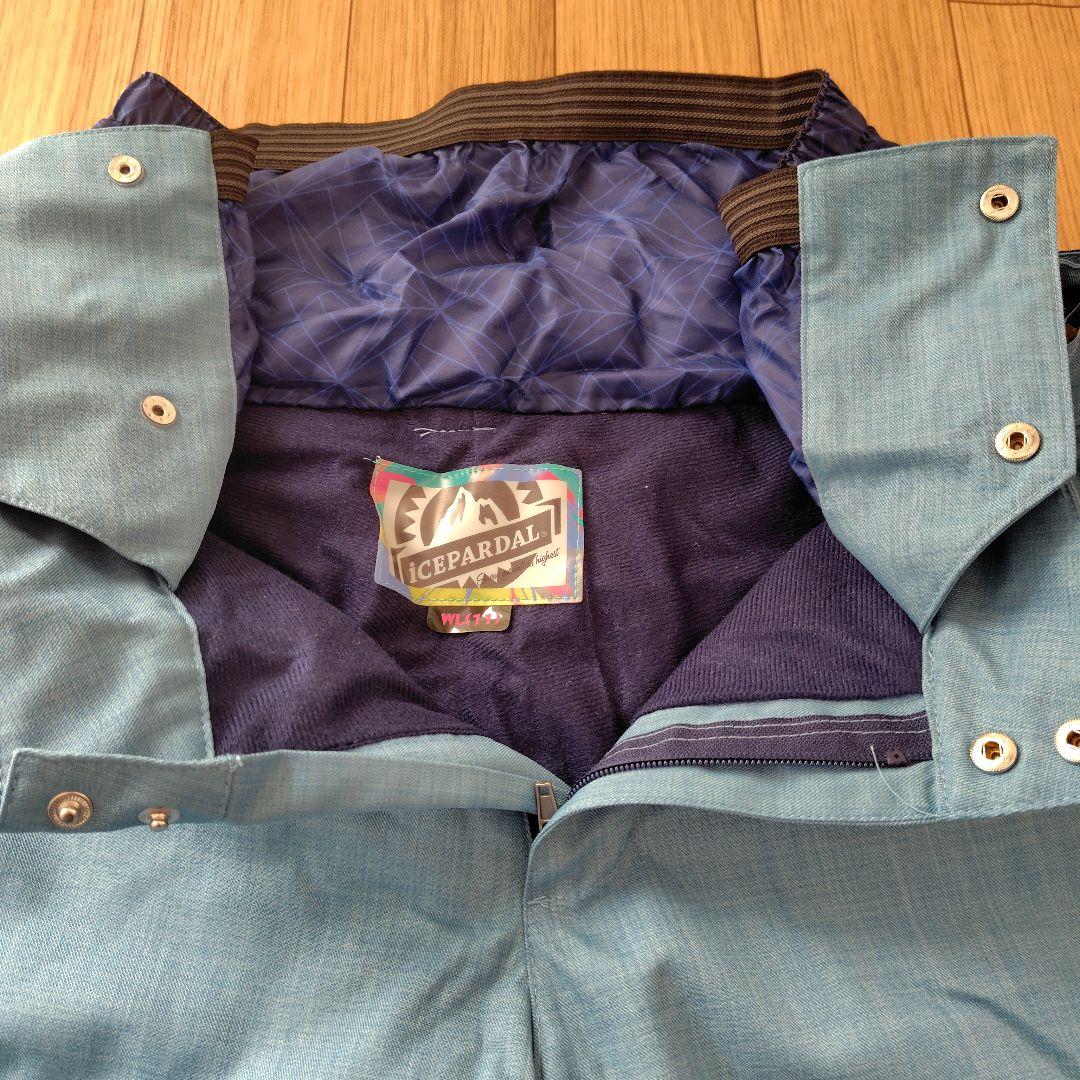 ICEPARDAL スキーウェア　上下セット 黒 水色 手袋付き