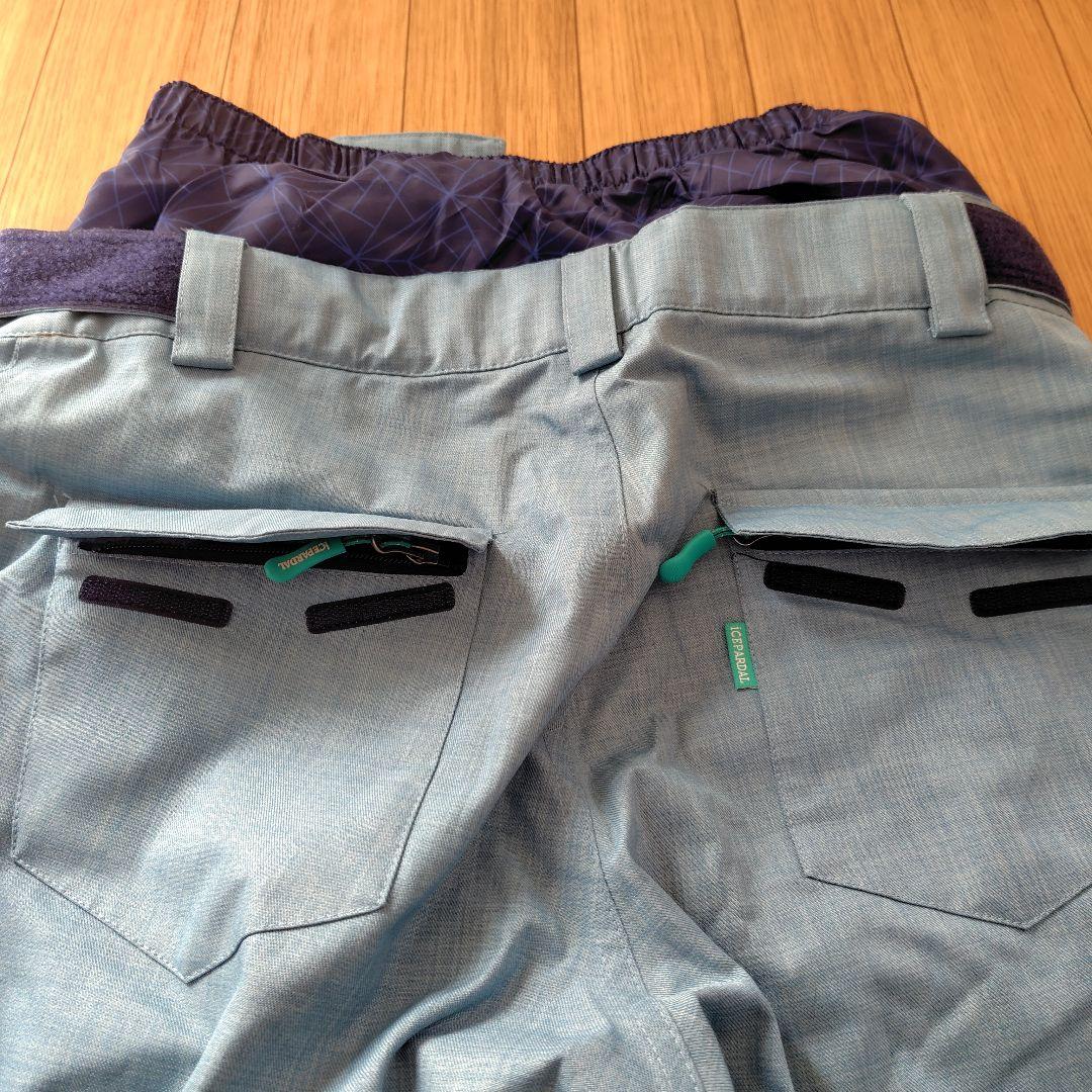 ICEPARDAL スキーウェア　上下セット 黒 水色 手袋付き