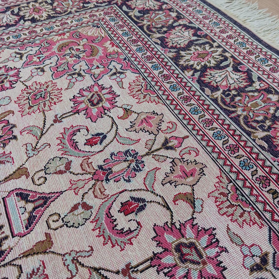 専用 Y3177-1 高級ペルシャ絨毯 クム産 手織90万ノット 130×89㎝