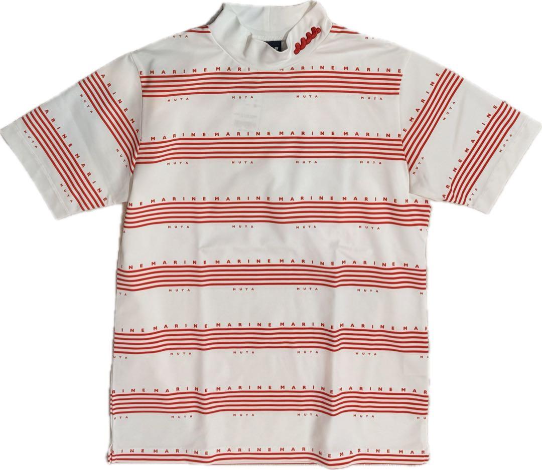 【新品】ムータマリン　ゴルフウェア　メンズ　半袖　モックネック　赤　M