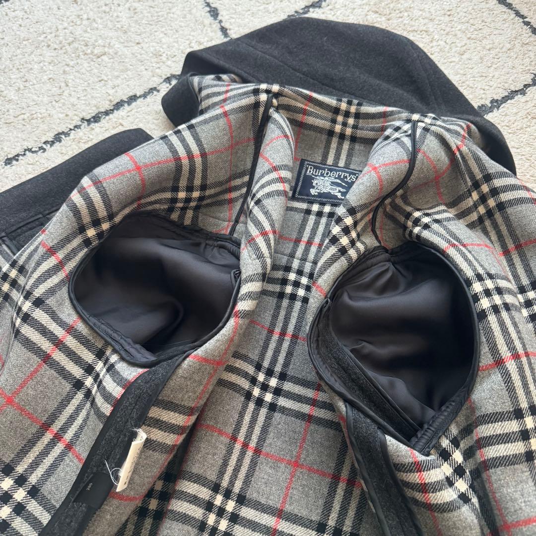 burberrys ダッフルコート　カシミヤ混　ロング　ノバチェック　グレー　L
