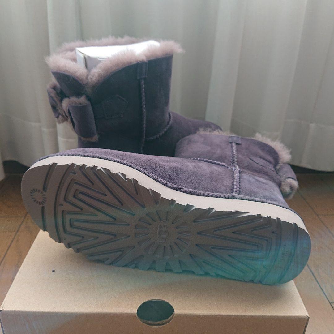 UGG パープル リボン付き ムートンブーツ