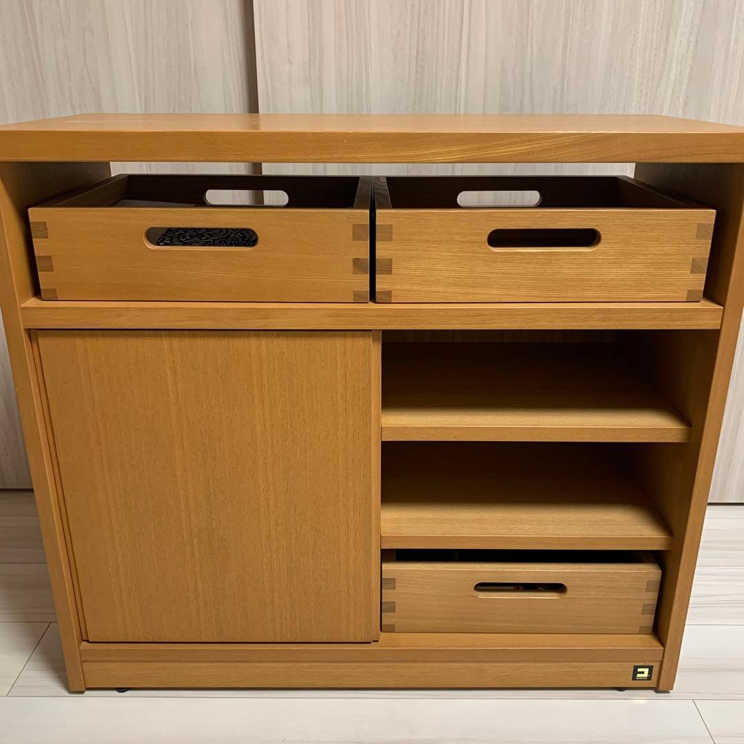 コスガ　タモ材天然木キャビネット　キャスター付 送料込み