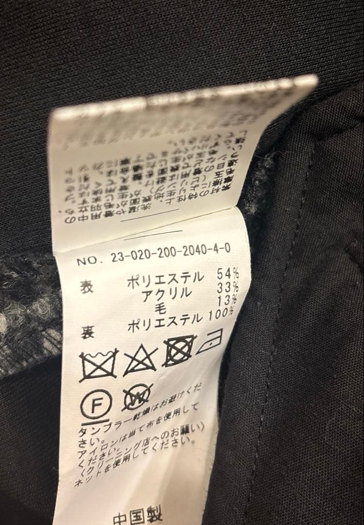 Spick & Span Wスライバーチェックハーフコート　38 ブラック