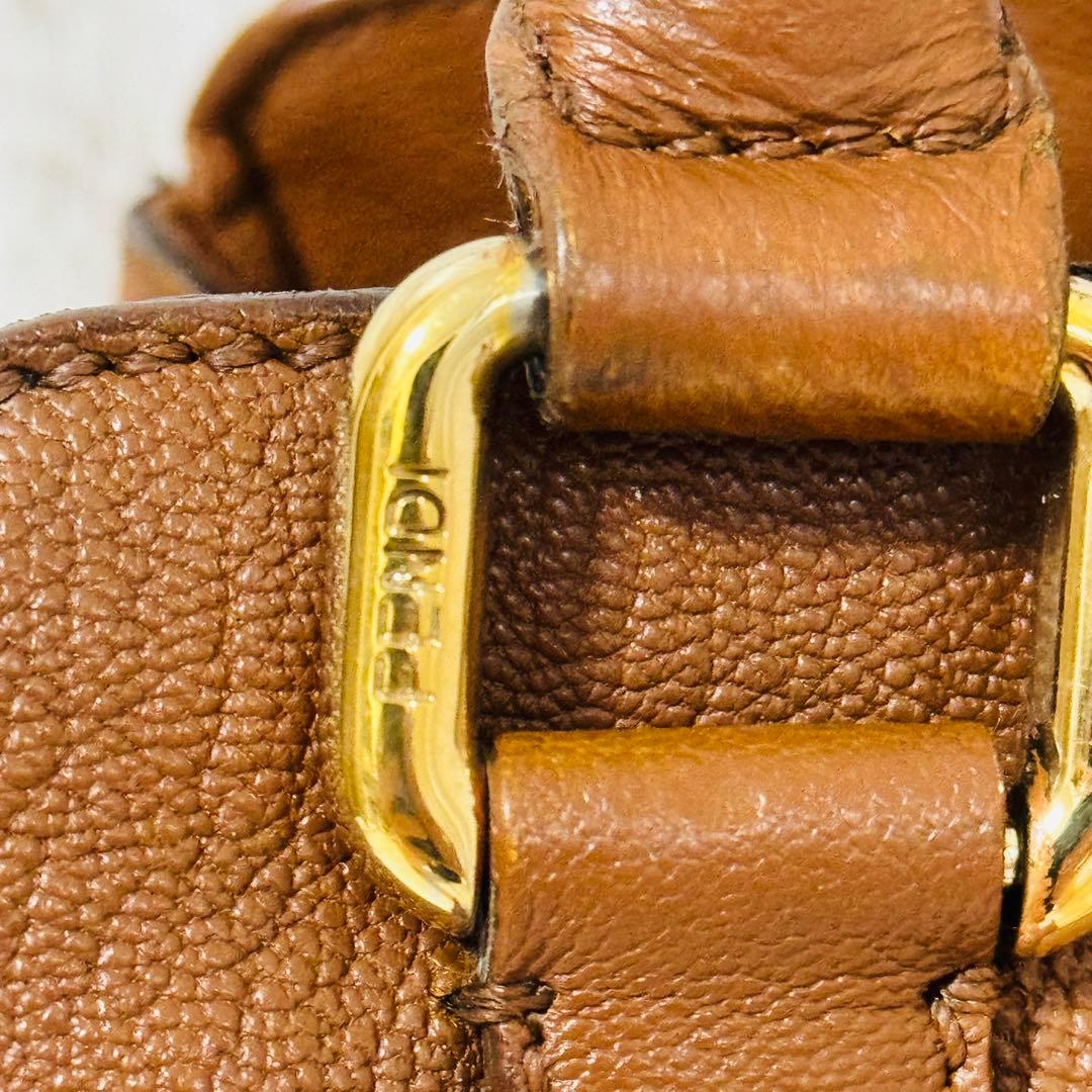 美品✨FENDI フェンディ レザートート ゴールド金具 ブラウン