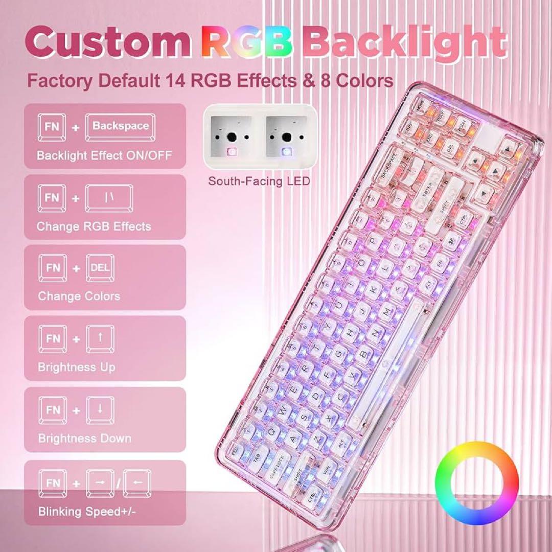 ま*ん様 YUNZII X71 メカニカルゲーミングキーボード　ピンクキーボード