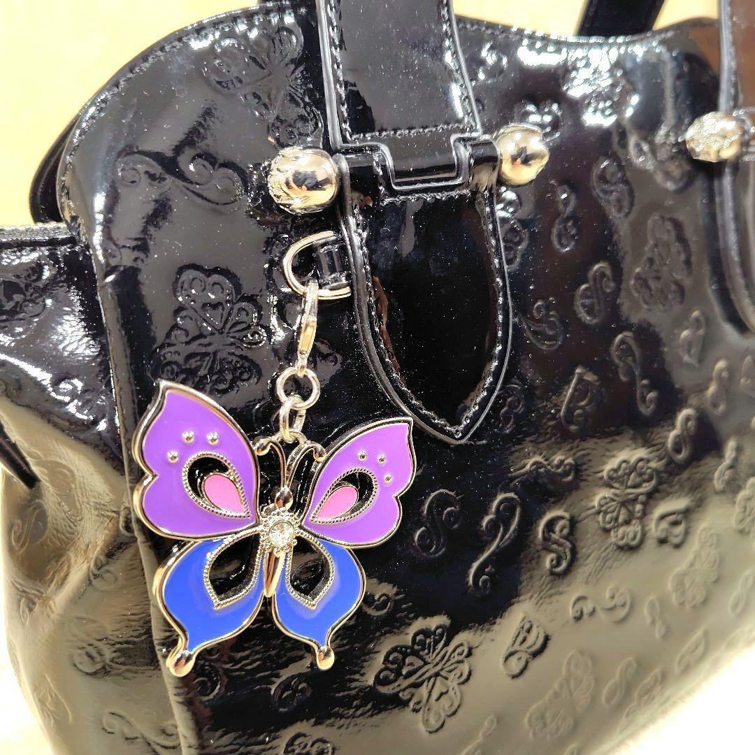 未使用級 アナスイ ショルダー ハンドバッグ バタフライ 蝶 エナメル チャーム