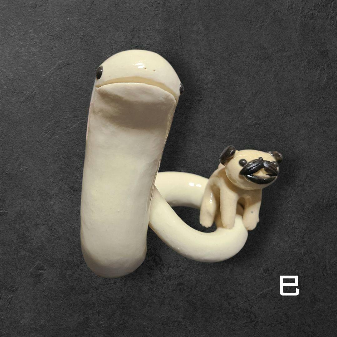 陶器干支置物 パグ置物 6体セット 未 申 酉 卯 巳 寅　台付き　正月