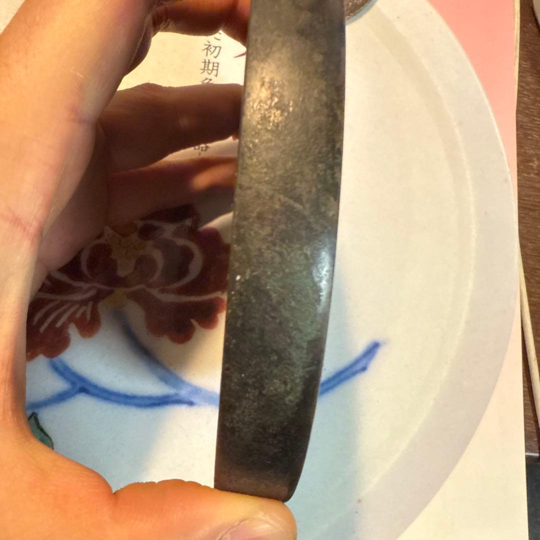 江戸時代　希少美品　古鏡　和鏡　銅鶴亀松のデザイン　天正出雲守