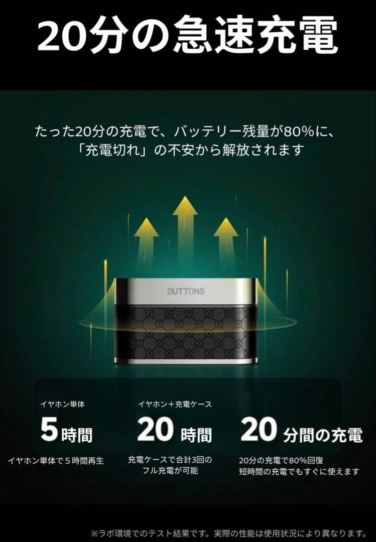 BUTTONS CLIP ワイヤレスイヤホン シルバー・ブラック