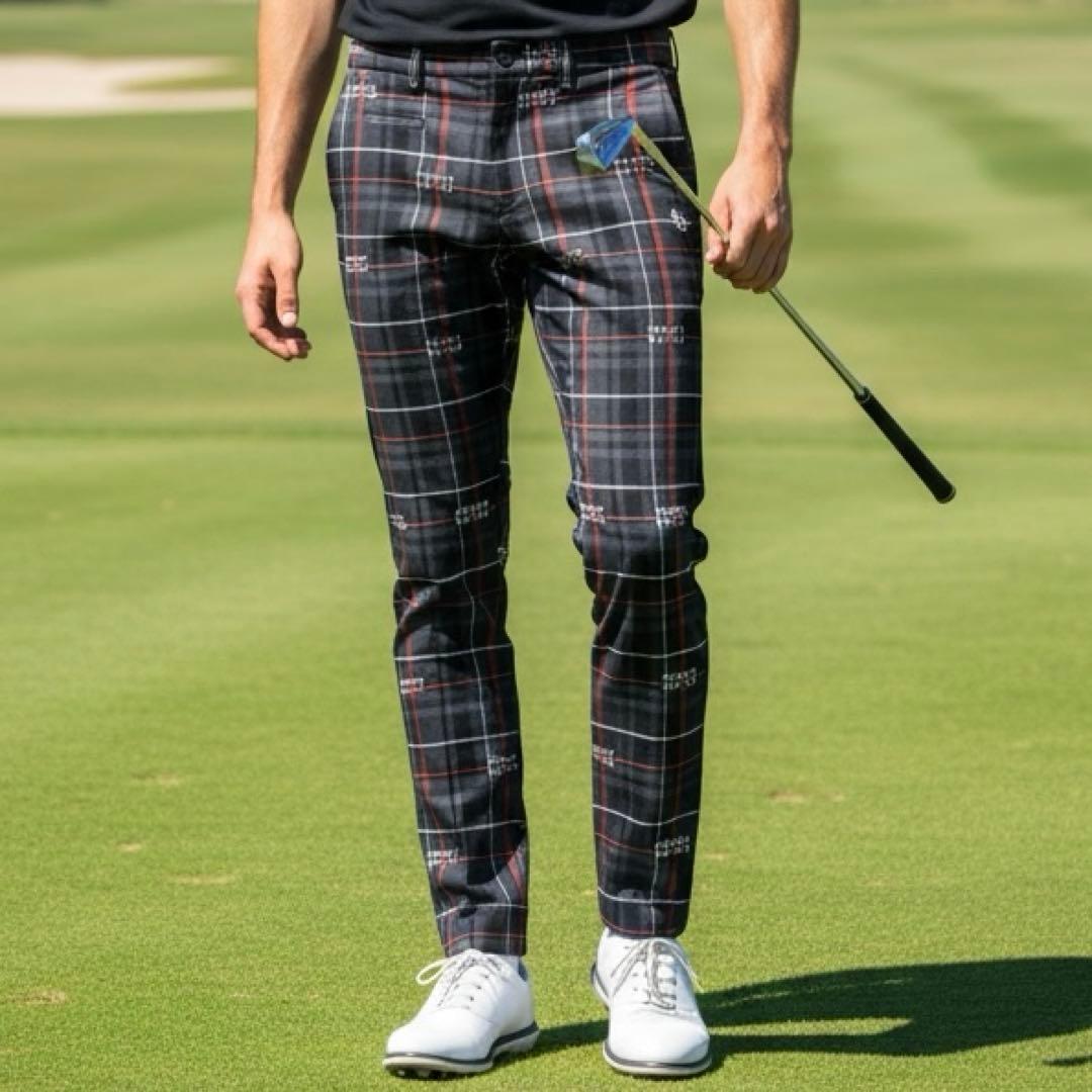 現行モデル　限定品　パーリーゲイツ　パンツ　M〜L相当　チェック　黒　原英莉花