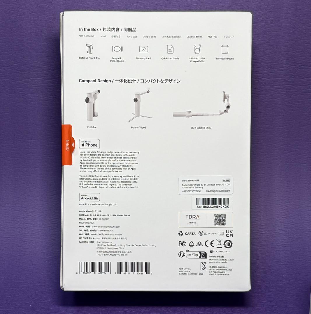 未使用品・箱 開封のみ ☆ Insta360 Flow 2 Pro ☆ 通常版